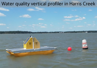 View of the vertical profiler in Harris Creek